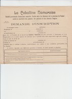 LA CABALLINE NAMUROISE - ASSURANCE PROVINCIALE-  ÉLEVEURS PROVINCE DE NAMUR - 2 DOCS - 1920 - Bank & Versicherung