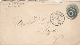 USA Lettre Entier Postal Cachet BALTIMORE MD  Pour Lloyds Essex VA - ...-1900