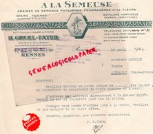 35- RENNES- RARE LETTRE H. GRUEL FAYER -L. ALLAIRE- A LA SEMEUSE-GRAINES HORTICULTURE -AGRICULTURE-1945 - Landwirtschaft