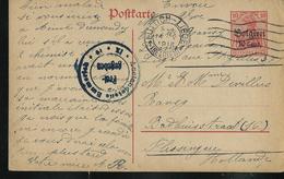 Carte Obl. N° 12 Obl. Lüttich - Liège 14/05/1918 + Censure Pour La Hollande - Deutsche Besatzung