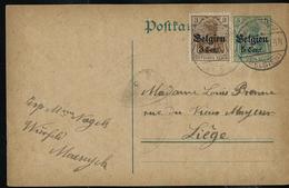 Carte Obl. N° 9  Obl.  Masseik 25/08/1916 Pour Liège - Deutsche Besatzung