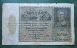 · Billet, Allemagne, 10.000 Mark  -  Ft: 21 X 12,5 Cm - 1922, - Sonstige & Ohne Zuordnung