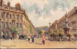 BATH - SOMERSET - Pulteney Street -Original Painting By C.FLOWER- Scans Recto Verso - Paypal Free - Bath