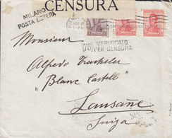 Argentina BUENOS AIRES 1917 Cover Brief LAUSANNES Schweiz VERIFICATO PER CENSURA Label Italian MILANO Censor Label - Lettres & Documents