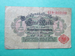 Billet, Allemagne, 1 Mark  -  Ft: 10 X 6 Cm - 1914 - 1 Mark