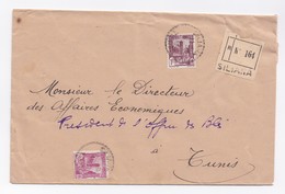 ENVELOPPE RECOMMANDEE DE SILIANA POUR TUNIS DU 06/10/1936 - Briefe U. Dokumente