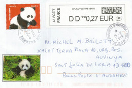 Le Panda Géant, Sur Lettre Adressée Andorra, Avec Timbre à Date Arrivée - Bears