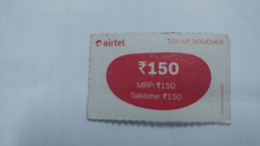 India-airtel Prepiad Card-top-up Voucher(53c)-(rs.150)(bangalore)-(31.5.17)(look Out Side)-used Card+1 Card Prepiad Free - Indien