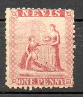 NEVIS - (Colonie Britannique) - 1861 - N° 5 - 1 P. Rose - (Armoiries De La Colonie) - (Papier Gris) - San Cristóbal Y Nieves - Anguilla (...-1980)