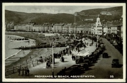 Ref 1277 - 1949 Postcard - Promenade & Beach Aberystwyth - Cardinganshire Wales - Cardiganshire