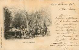 UZES  L'ESPLANADE Précurseur Du 14 Février 1901 Pour L'Italie De Emma à Léa  Enfants Et Fontaine Aux Canards - Uzès