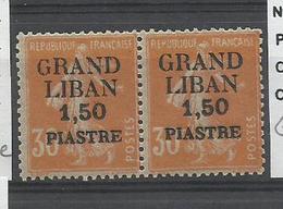 Grand Liban, Variété G Maigre, YT  N° 7 Neuf * En Paire Avec Normal - Unused Stamps