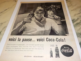 ANCIENNE PUBLICITE VOICI LA PAUSE COCA COLA 1960 - Affiches Publicitaires