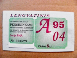 Old Transport Ticket From Lithuania Bus Monthly Ticket Kaunas City 1995 April - Europa