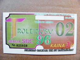 Old Transport Ticket From Lithuania Bus Monthly Ticket Kaunas City 1996 Trolley February - Europa