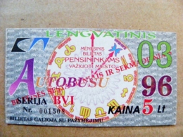 Old Transport Ticket From Lithuania Bus Monthly Ticket Kaunas City 1996 March Astrology Signs Zodiac - Europa
