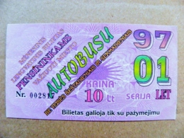 Old Transport Ticket From Lithuania Bus Monthly Ticket Kaunas City 1997 January - Europa