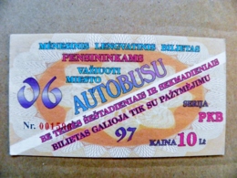 Old Transport Ticket From Lithuania Bus Monthly Ticket Kaunas City 1997 June - Europa