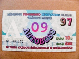 Old Transport Ticket From Lithuania Bus Monthly Ticket Kaunas City 1997 September - Europa