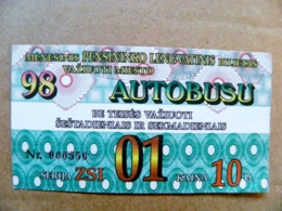 Old Transport Ticket From Lithuania Bus Monthly Ticket Kaunas City 1998 January - Europa