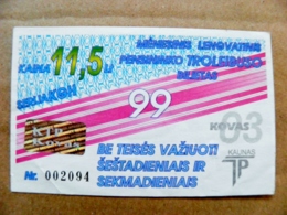 Old Transport Ticket From Lithuania Bus Monthly Ticket Kaunas City 1999 Trolley March Hologram - Europa