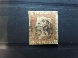 GB VICTORIA 1841  , Yvert No 3 A ,1 One Penny Rouge Brun Sur Azure TETE D' IVOIRE / Ivory Head, Obl TB - Gebruikt