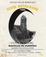 MAROLLES En HUREPOIX ( 91 )  - Grand Vin De Bordeaux 1995 - Cuvée Notre-Dame - Bordeaux