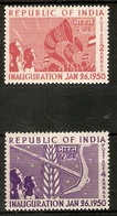 INDIA 1950 INAUGURATION OF REPUBLIC 2a And 4a  SG 329, 331  MOUNTED MINT Cat £16.50 - Nuevos