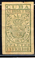 CUBA 246 // YVERT 50 C. DE PESOS // 1894-95 - Impuestos