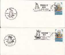 7177FM- BOGDAN I, STEPHEN THE GREAT, KING OF MOLDAVIA, SPECIAL POSTMARKS ON COVER, 2X, 1988, ROMANIA - Lettres & Documents