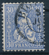 41/33a Sitzende Helvetia 30 Rappen Blau - Sauber Gestempelt - Abart Bis In Nebenmarke VERZÄHNT - Used Stamps