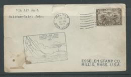 Canada 1929 First Flight Cover Halifax To St John , Backstamps - Covers & Documents