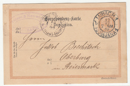 Austria Slovenia Postal Stationery Postcard Dopisnica Travelled 1899 Moises & Neuwirth Laibach To Gornji Grad B190220 - Slovenia