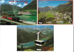 1651p: 3 AKs Achensee, Maurach, Eisenbahn- Und Schiffsmotiv, Seilbahn, Ungelaufen - Schwaz