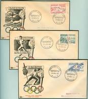 FRANCE Complete Set On Six Illustrated Olympic Covers With First Day Cancel Fencing Equestrian Swimming Rowing Canooing - Summer 1952: Helsinki