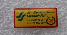 Pin's 25 Th Renault South Swedish Rallye . 25/27 Mai 2000 . Rallye De Suède - Renault