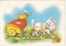 76224- PAINTED EGG, CHICKEN, CAT, CART, MUSHROOMS - Paddestoelen