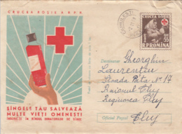 76289- ROMANIAN RED CROSS, BLOOD DONATIONS, ORGANIZATIONS, COVER STATIONERY, 1959, ROMANIA - Cruz Roja