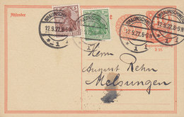 Germany Deutsches Reich Uprated Postal Stationery Ganzsache 85 Pf. Neben 40 Pf. Postreiter BRAUNSCHWEIG 1922 MELSUNGEN - Cartoline
