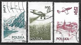 POLOGNE      -   Aéro  -   1976/78.  Y&T N° 55 - 57 -58 Oblitérés.  Avions - Used Stamps