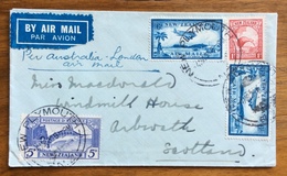 NEW ZEALAND NEW PLYMOUTH 4/5/36 ON THE 1+5+6+6 D AIR MAIL . ENVELOPE PAR AVION TO SCOTLAND VIA AUSTRALIA - LONDON - Briefe U. Dokumente