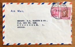 NEW ZEALAND WELLINGTON 24/1/53  ON THE 6d+1s, ENVELOPE  AIR MAIL TO STOCKHOLM SWEDEN - Briefe U. Dokumente