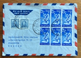 NEW ZEALAND AUOKLAND 14/4/50   ON THE 3d Pair + Blocco 6 PRO INFANZIA  ENVELOPE  AIR MAIL TO STOCKHOLM SWEDEN - Briefe U. Dokumente