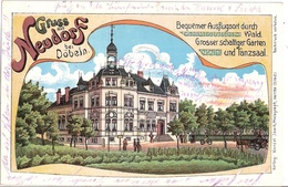 Gruss Aus NEUDORF Schloß Bei Döbeln Color Litho Feldpost 2.11.1914 Formationsstempel - Döbeln