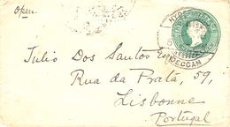 1898- Cover E P Half Anna  Used From HYDERABAD  To Lisbonne ( Lisboa ) Portugal - Cartas & Documentos