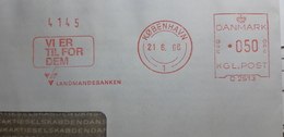 EMA METER FREISTEMPEL DANMARK KØPENHAVN 1966 VIER TIL FORM DEM LANDMANDSBANKEN BANK - Machines à Affranchir (EMA)