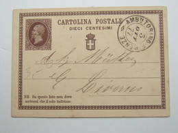 1877 , AMBU.  TORINO - FIRENZE , Cartolina Postale - Entero Postal