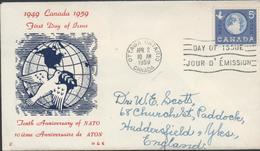 3378  FDC  Ottawa Ontario, 1959,anniversary Of NATO , ATON - 1952-1960