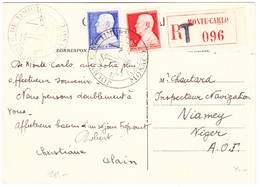 1946 Eingeschriebene AK Journée Du Timbre Aus Monaco Nach Niger - Briefe U. Dokumente