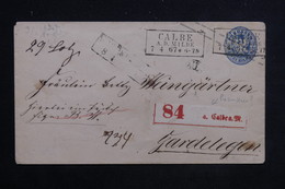 ALLEMAGNE / PRUSSE - Entier Postal De Calbe En 1867 Pour Gardelegen , Voir étiquette " 84 Colbea " - L 23468 - Entiers Postaux